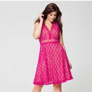 2/$30 Little Mistress Pink Lace Sleeveless Fit and Flare Mini Cocktail Dress 8